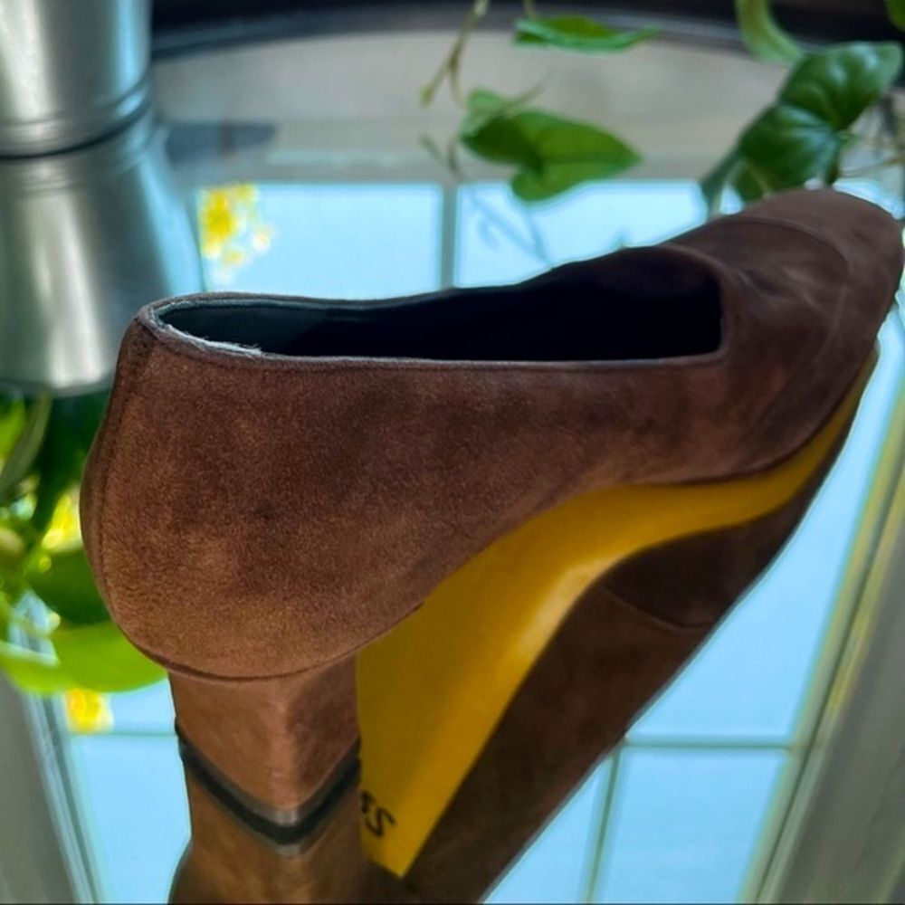 Salvatore Ferragamo Brown Suede Blcok Heeled Shoes Loafers Size 9​​​ - Picture 9 of 15